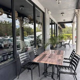 Front of restaurant outdoor seating