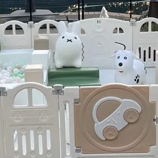 Custom Color Neutrals with green package. Perfect place for little ones at a wedding or baby shower!