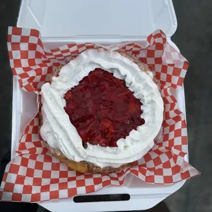Strawberry funnel cake