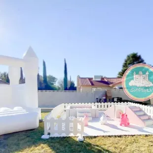 Our Pink Package paired beautifully with our large 10'x10' Bounce House. Visit our website to book today!