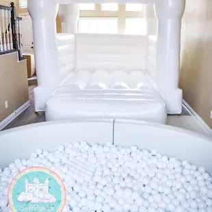 Our 10'x10' Bounce House &amp; Large Ball Pit. Both items can be rented separately. Visit our website today!