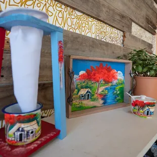 Handmade cultural coffee art from the Dominican Republic