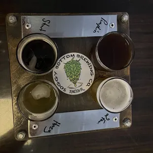 Flight of the new beers at Soggybottom!