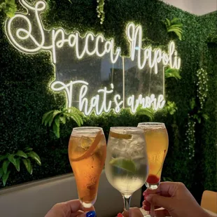 Aperil spritz, white sangria and lemoncello spritz