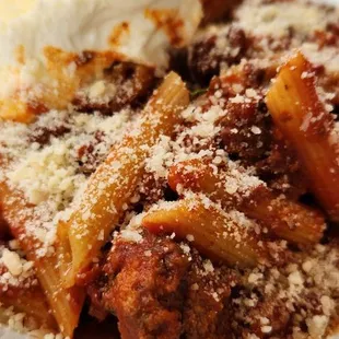 Penne Bolognese, each bite was a party in my mouth, so much flavor! Huge serving