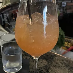 Rosa Aperol Spritz, a good drink. wine we ordered (a bottle), they made an error, brought wrong one, over-charged us... and... no-one cared.