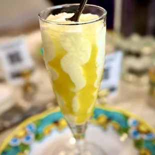 Limoncello sorbet. Crisp, clean, and does not overwhelm the palate.