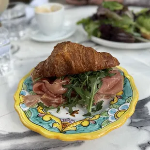 Savory Croissant stuffed with prosciutto