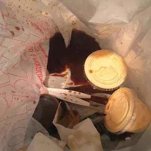 the contents of a paper bag