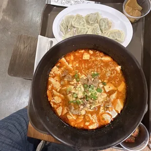 Soon Dubu Jjige Ramen and dumplings