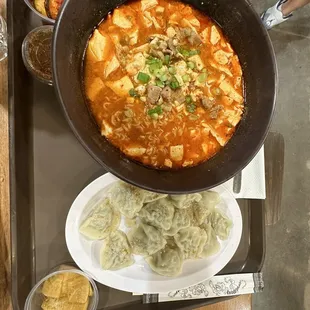 Soon Dubu Jjige ramen and dumplings