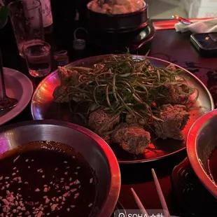 Steamed Egg and Chicken with sauce on the side