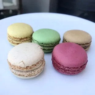 Macarons - filled with raspberry, caramel, lemon and pistachio paste vs the usual buttercream. My fave was the caramel