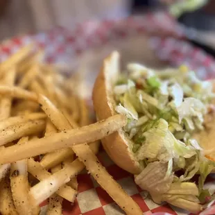 french fries and coleslaw