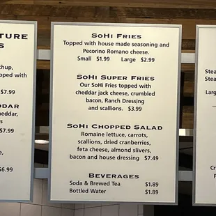 menus and prices