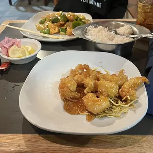 Sesame Shrimp and Spicy Curry Shrimp