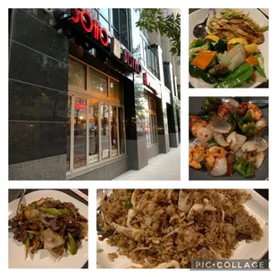a collage of asian food