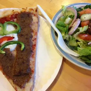 Gyro pizza and salad