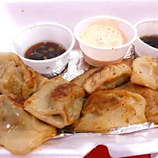 A trifecta of potstickets - I enjoyed the unctuous pork far more than the beef or chicken versions