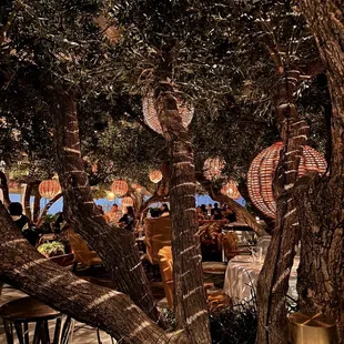 an outdoor dining area