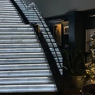 a staircase leading to the lobby