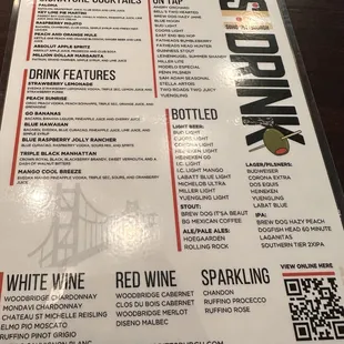 Drink menu