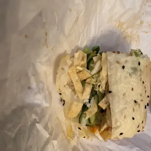 a close up of a burrito