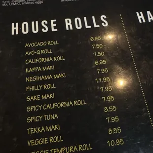 Menu / house rolls. There is 1 vegetarian option.