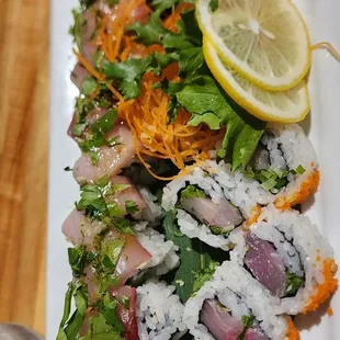 Yellow jacket Roll Salmon zest