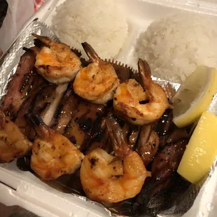 Chicken teriyaki and shrimp combo