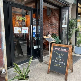 the entrance to the restaurant