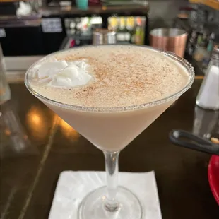 a drink in a martini glass