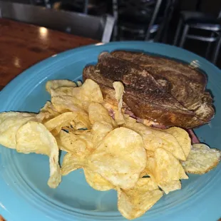 Rubin sandwich on marble rye bread