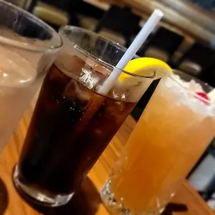 Beverage goblin mode. Water, diet coke, Singapore Sling.