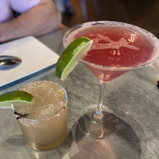 Tamarind margarita and tequila pomegranate Cosmo.