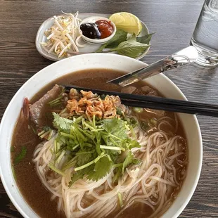 Beef pho. You have the option of selecting your protein from beef, chicken, shrimp or tofu.