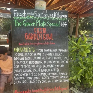 Green plate special available on Saturdays.