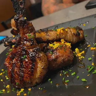 Caribbean jerk lamb chop serve with Jerk BBQ