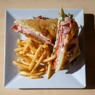 Italian Trio Sandwich - 1/2 lb Mortadella, Capicola, and Salami, Ricotta Cheese, Provolone, Hot Honey and Arugula