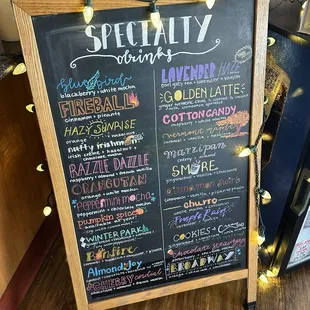 Specialty Coffee Menu