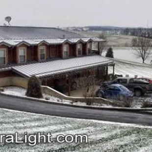 Our cabin with lake in the background