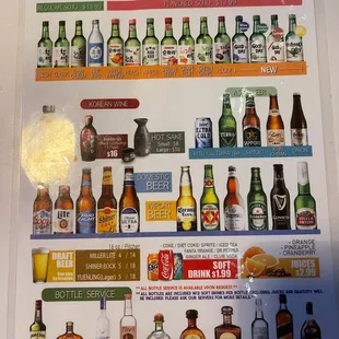 Drink menu as of Nov 2022