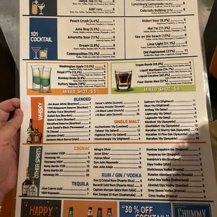 Drink menu