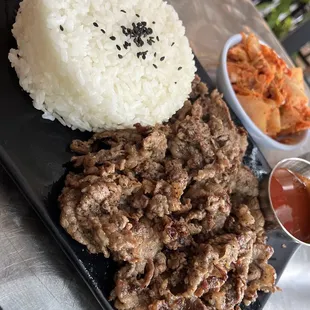 Korean Brisket w/ rice and kimchi