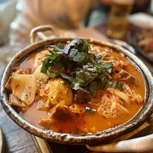 Spicy Pork Bone Stew with Kimchi.