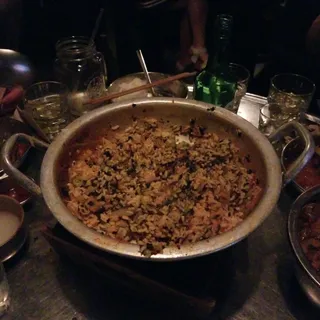 Radish Kimchi Fried Rice with brisket