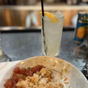 Soju Saenggang Bae cocktail &amp; poke bowl