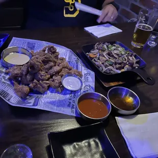 gizzards and squid legs