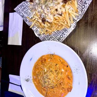 Kimchi Pasta and Bulgogi Fries