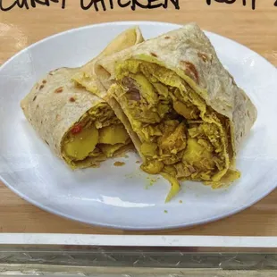 Roti , chicken and potatoes.